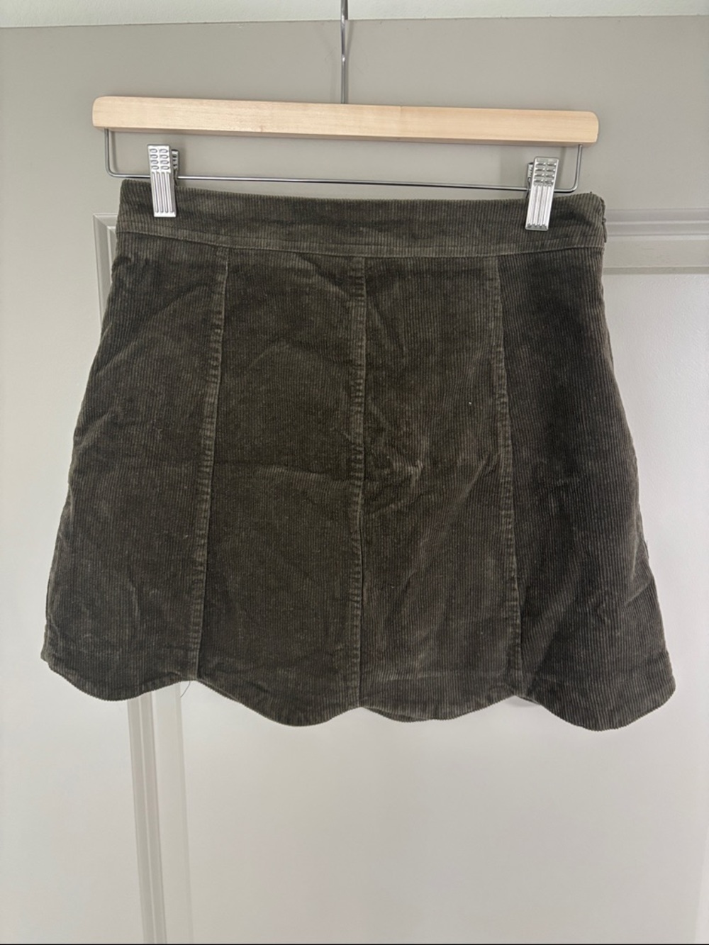 Altar'd State Olive Corduroy Panel Mini Skirt